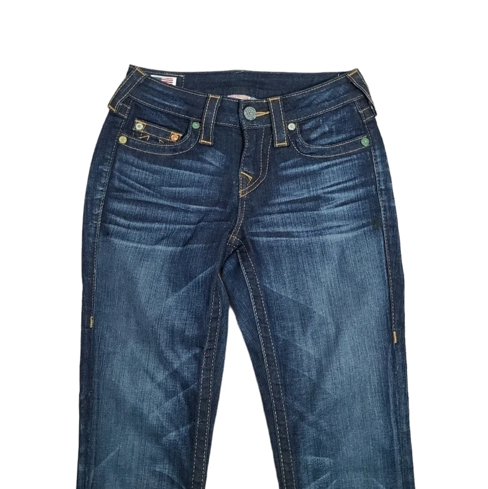True Religion Avery Straight leg Jeans in Blue Women's Size 24 - Picture 6 of 13